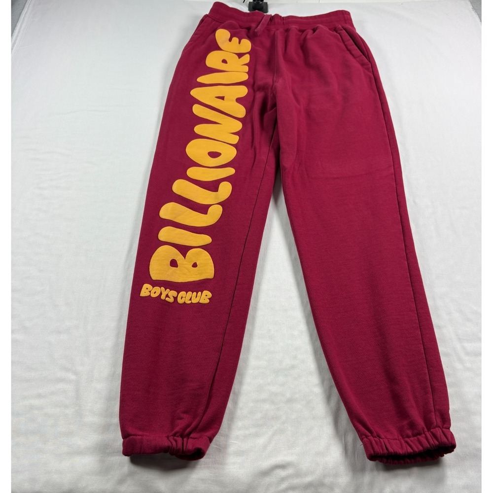 Billionaire Boys Club Jogger Sweatpants Mens S Red Oversized Tapered Spell Out